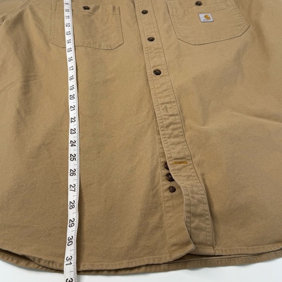 Carhartt Rugged Flex Men Shirt Short Sleeve Relaxed Fit Midweight Khaki Size XXL - Picture 12 of 14